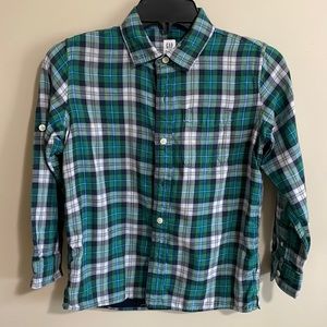 Gap Kids Button Down Shirt Green Plaid